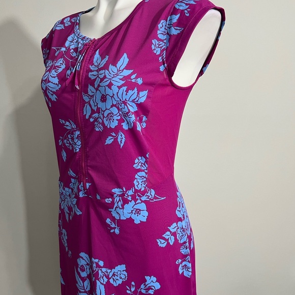Title Nine Dress Sz m magenta/Blue Floral cap sleeve casual athletic outdoor - Picture 7 of 7